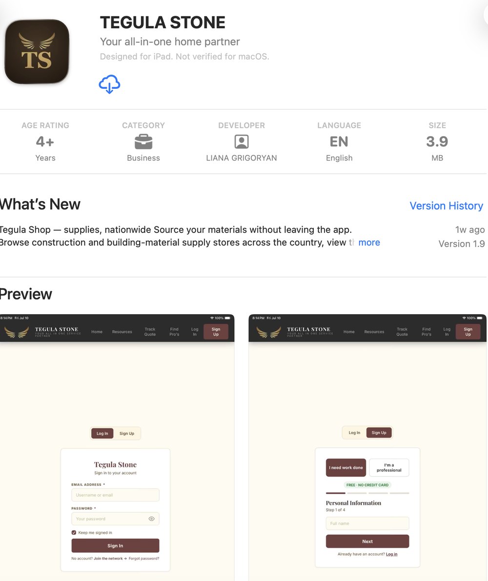 Tegula Stone live on the App Store