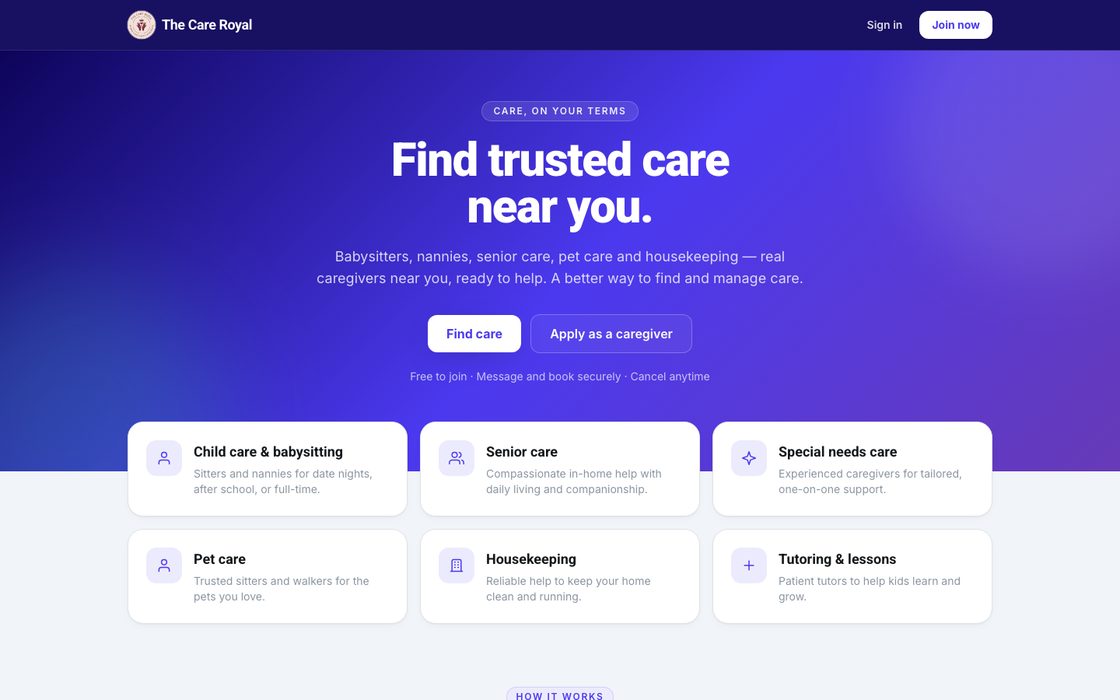 The Care Royal running in production